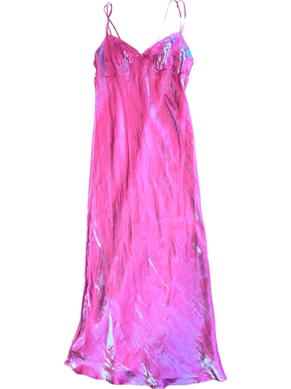 NWT Pink Shiny Satin Maxi Dress